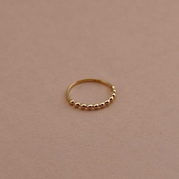 14k Solid Gold Polish Ball Ring | Stackable Bead Ring | Fine Jewelry by Tehrani - Picture 3 of 5